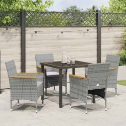 Ensemble de salle à manger pour jardin 5 pcs Gris polyrotin 564616564616