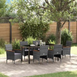 Ensemble de salle à manger pour jardin 7 pcs Gris polyrotin 564618564618