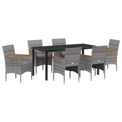 Ensemble de salle à manger pour jardin 7 pcs Gris polyrotin 564618564618