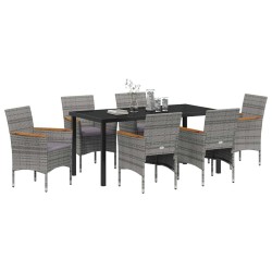 Ensemble de salle à manger pour jardin 7 pcs Gris polyrotin 564618564618