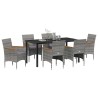 Ensemble de salle à manger pour jardin 7 pcs Gris polyrotin 564618564618