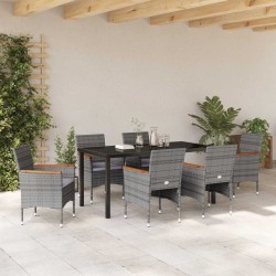 Ensemble de salle à manger pour jardin 7 pcs Gris polyrotin 564618564618