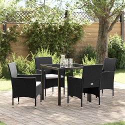 Ensemble de salle à manger pour jardin 5 pcs Noir polyrotin 564619564619