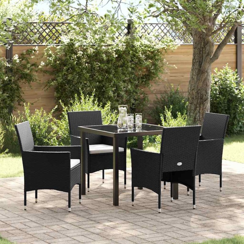 Ensemble de salle à manger pour jardin 5 pcs Noir polyrotin 564619564619