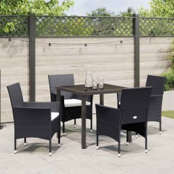 Ensemble de salle à manger pour jardin 5 pcs Noir polyrotin 564619564619