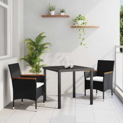 Ensemble de salle à manger pour jardin 3 pcs Noir polyrotin 564620564620