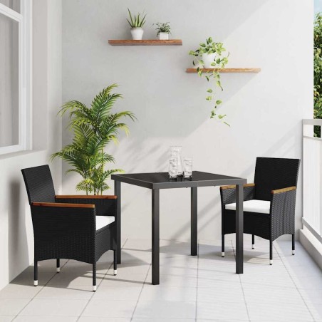 Ensemble de salle à manger pour jardin 3 pcs Noir polyrotin 564620564620