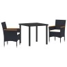 Ensemble de salle à manger pour jardin 3 pcs Noir polyrotin 564620564620