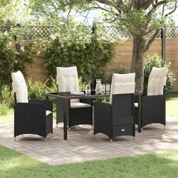 Ensemble de salle à manger pour jardin 5 pcs Noir polyrotin 564621564621