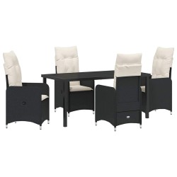 Ensemble de salle à manger pour jardin 5 pcs Noir polyrotin 564621564621