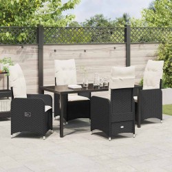Ensemble de salle à manger pour jardin 5 pcs Noir polyrotin 564621564621