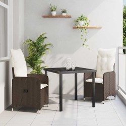 Ensemble de salle à manger pour jardin 3 pcs Marron polyrotin 564622564622