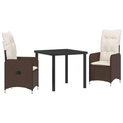 Ensemble de salle à manger pour jardin 3 pcs Marron polyrotin 564622564622