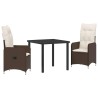 Ensemble de salle à manger pour jardin 3 pcs Marron polyrotin 564622564622