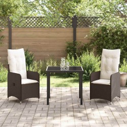Ensemble de salle à manger pour jardin 3 pcs Marron polyrotin 564622564622