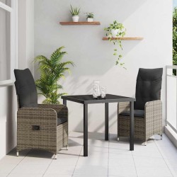 Ensemble de salle à manger pour jardin 3 pcs Gris polyrotin 564625564625