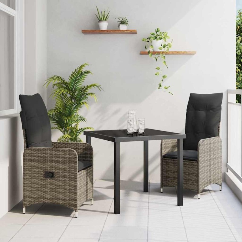 Ensemble de salle à manger pour jardin 3 pcs Gris polyrotin 564625564625