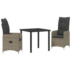 Ensemble de salle à manger pour jardin 3 pcs Gris polyrotin 564625564625