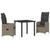Ensemble de salle à manger pour jardin 3 pcs Gris polyrotin 564625564625
