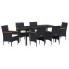 Ensemble de salle à manger pour jardin 7 pcs Noir polyrotin 564626564626