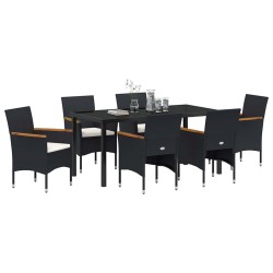 Ensemble de salle à manger pour jardin 7 pcs Noir polyrotin 564626564626