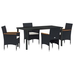 Ensemble de salle à manger pour jardin 5 pcs Noir polyrotin 564627564627