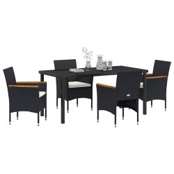 Ensemble de salle à manger pour jardin 5 pcs Noir polyrotin 564627564627