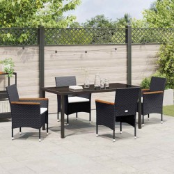 Ensemble de salle à manger pour jardin 5 pcs Noir polyrotin 564627564627