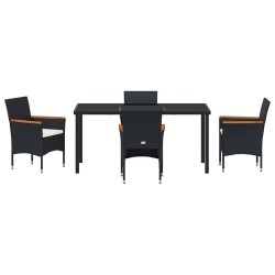 Ensemble de salle à manger pour jardin 5 pcs Noir polyrotin 564627564627