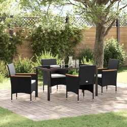 Ensemble de salle à manger pour jardin 5 pcs Noir polyrotin 564628564628
