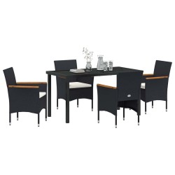 Ensemble de salle à manger pour jardin 5 pcs Noir polyrotin 564628564628
