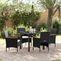 Ensemble de salle à manger pour jardin 5 pcs Noir polyrotin 564629564629