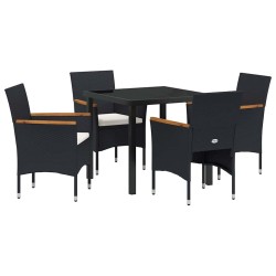 Ensemble de salle à manger pour jardin 5 pcs Noir polyrotin 564629564629