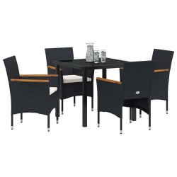 Ensemble de salle à manger pour jardin 5 pcs Noir polyrotin 564629564629
