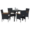 Ensemble de salle à manger pour jardin 5 pcs Noir polyrotin 564629564629