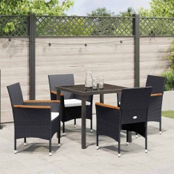 Ensemble de salle à manger pour jardin 5 pcs Noir polyrotin 564629564629