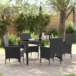 Ensemble de salle à manger pour jardin 5 pcs Noir polyrotin 564630564630