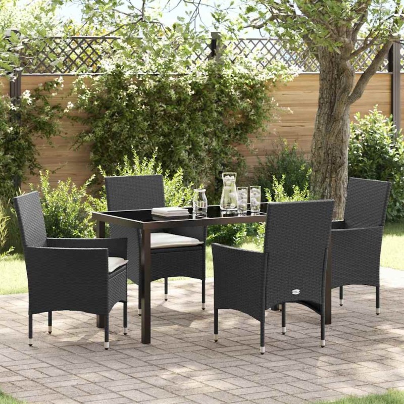Ensemble de salle à manger pour jardin 5 pcs Noir polyrotin 564630564630