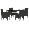 Ensemble de salle à manger pour jardin 5 pcs Noir polyrotin 564630564630