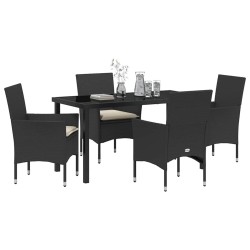 Ensemble de salle à manger pour jardin 5 pcs Noir polyrotin 564630564630