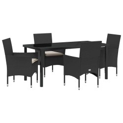 Ensemble de salle à manger pour jardin 5 pcs Noir polyrotin 564631564631