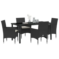 Ensemble de salle à manger pour jardin 5 pcs Noir polyrotin 564631564631