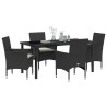 Ensemble de salle à manger pour jardin 5 pcs Noir polyrotin 564631564631
