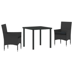 Ensemble de salle à manger pour jardin 3 pcs Noir polyrotin 564632564632