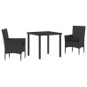 Ensemble de salle à manger pour jardin 3 pcs Noir polyrotin 564632564632