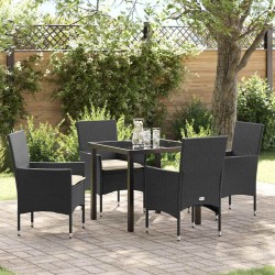Ensemble de salle à manger pour jardin 5 pcs Noir polyrotin 564633564633