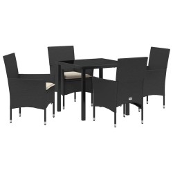 Ensemble de salle à manger pour jardin 5 pcs Noir polyrotin 564633564633
