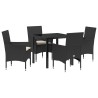 Ensemble de salle à manger pour jardin 5 pcs Noir polyrotin 564633564633