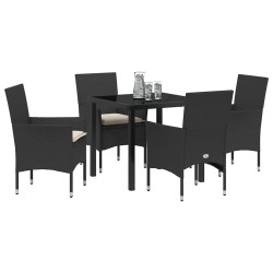 Ensemble de salle à manger pour jardin 5 pcs Noir polyrotin 564633564633