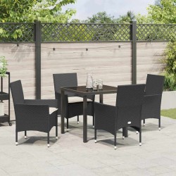 Ensemble de salle à manger pour jardin 5 pcs Noir polyrotin 564633564633